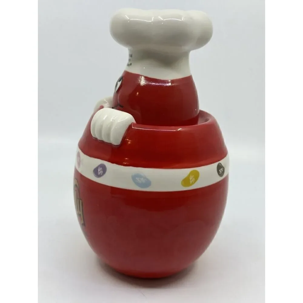 Jelly Belly Candy Jar Ceramic Chef Canister Red White 2006‎ Vintage Style